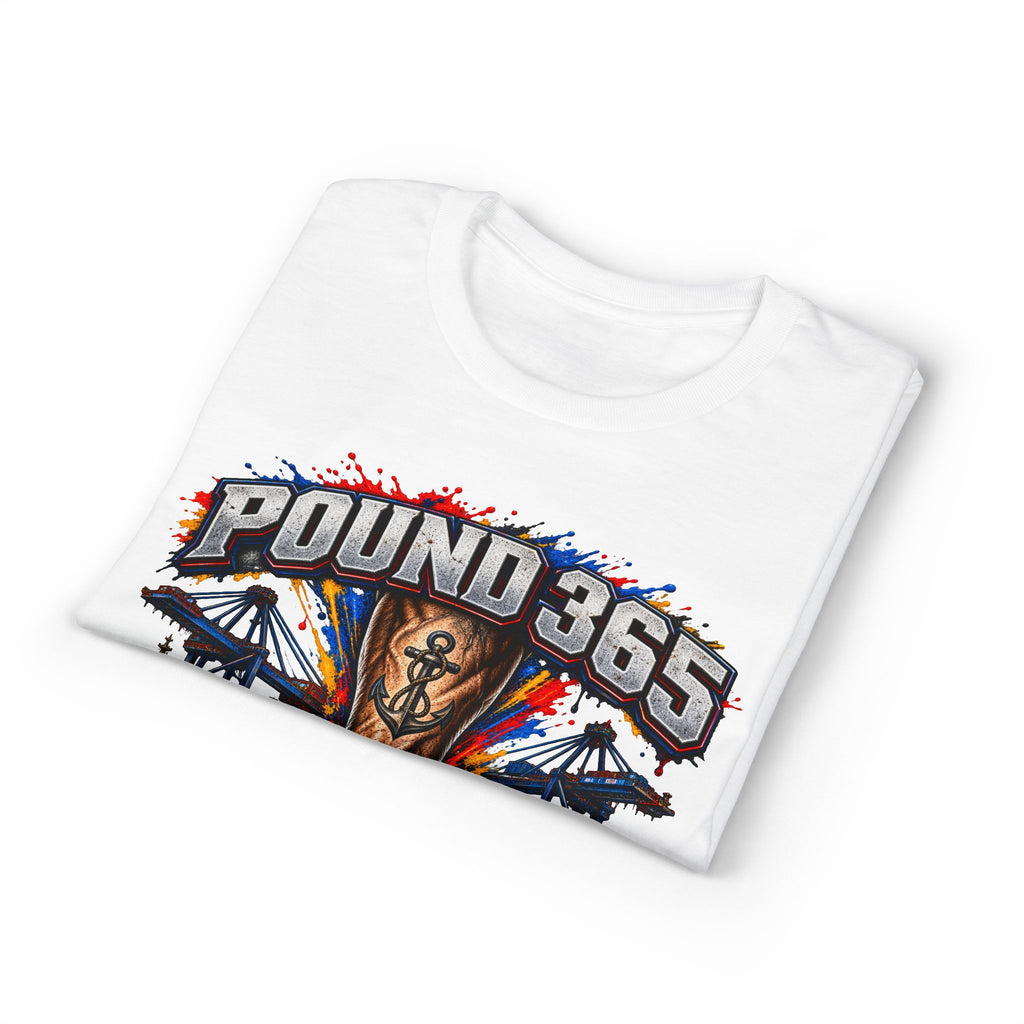 T-Shirt — "Pound 365" Boxing Fist Design (Anchor Tattoo, Urban Gym Vibe)