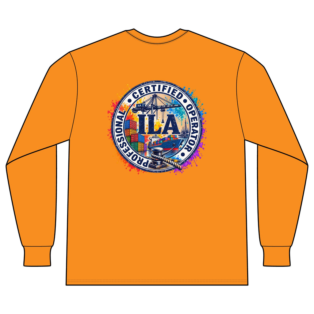 Certified Professional Operator Safety Orange Long Sleeve Tee — 'Block Safety' Chest Logo