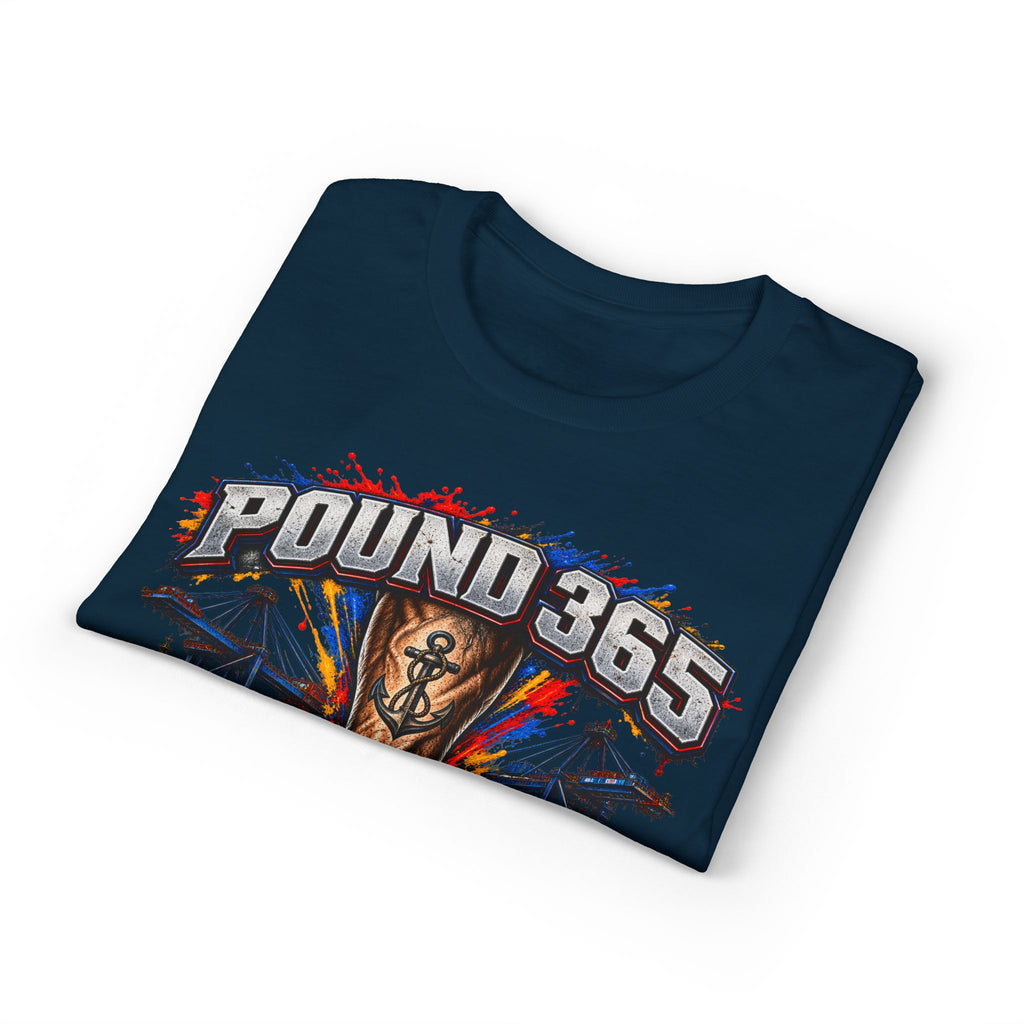 T-Shirt — "Pound 365" Boxing Fist Design (Anchor Tattoo, Urban Gym Vibe)