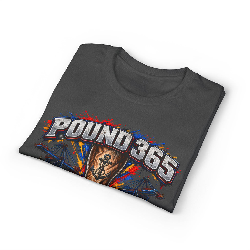 T-Shirt — "Pound 365" Boxing Fist Design (Anchor Tattoo, Urban Gym Vibe)