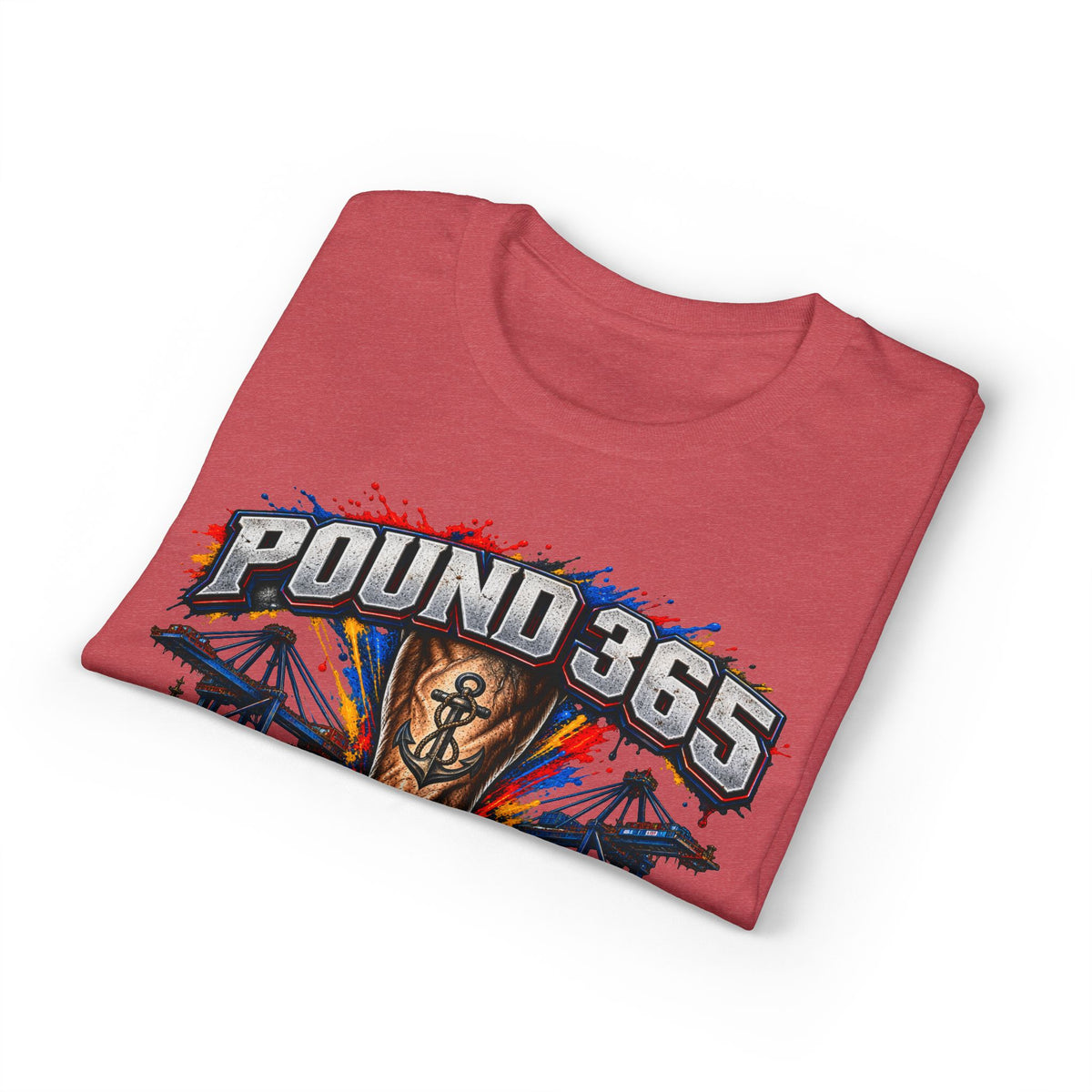 T-Shirt — "Pound 365" Boxing Fist Design (Anchor Tattoo, Urban Gym Vibe)