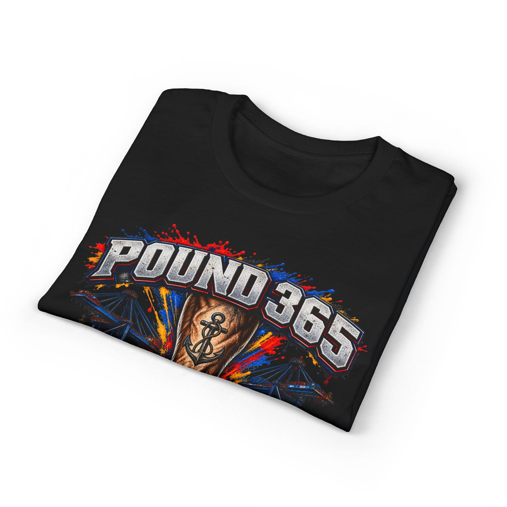 T-Shirt — "Pound 365" Boxing Fist Design (Anchor Tattoo, Urban Gym Vibe)